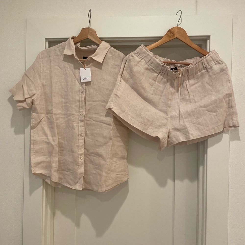 100% European Linen Shorts Pajama Set